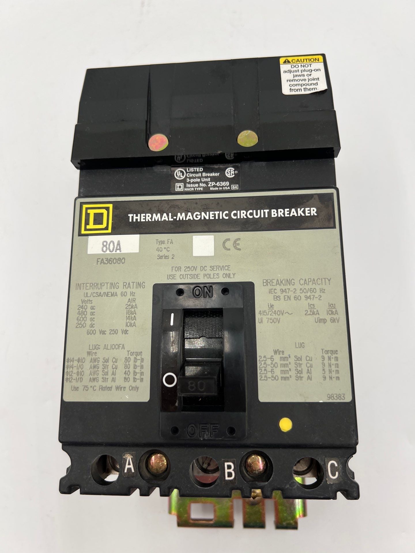 Square D FA36080 Used