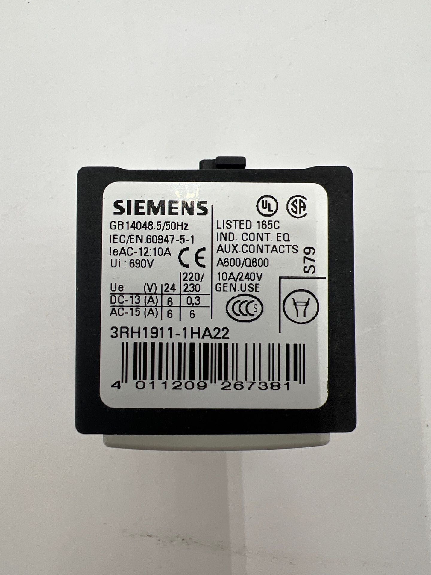 Siemens 3RH1911-1HA22 Auxiliary Contact Block 1NO/1NC Front-Mount New
