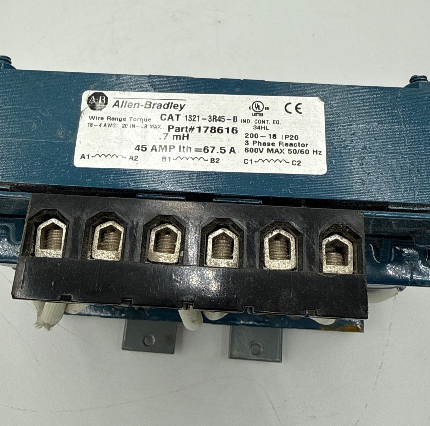 Allen Bradley 1321-3R45-B Input Output Line Reactor 45A 3PH 0.7MH 600V Used