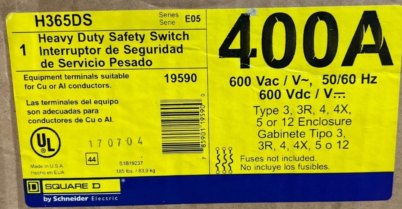 Square D H365DS New