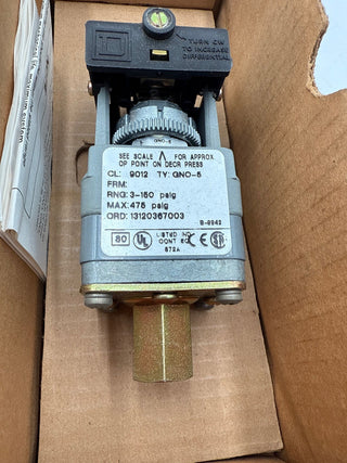 Square D 9012GNO5 Industrial Pressure Switch Class 9012 GNO-5 3-150PSIG New