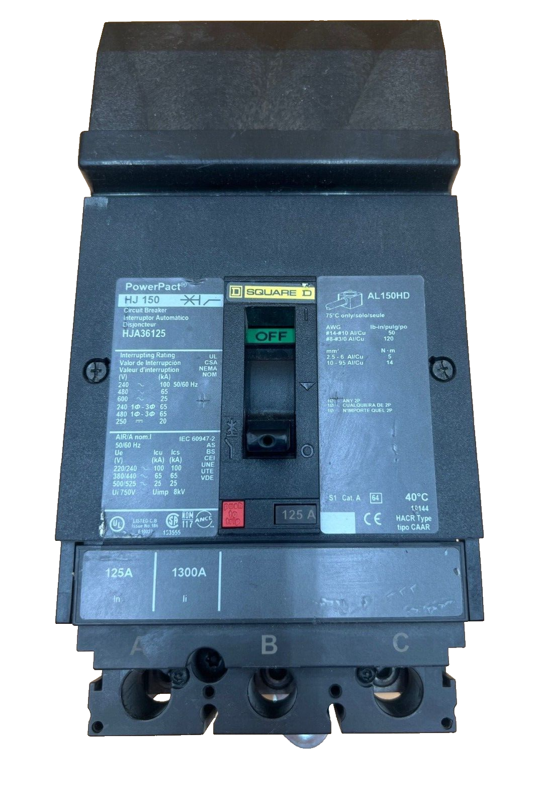 Square D HJA36125 Used