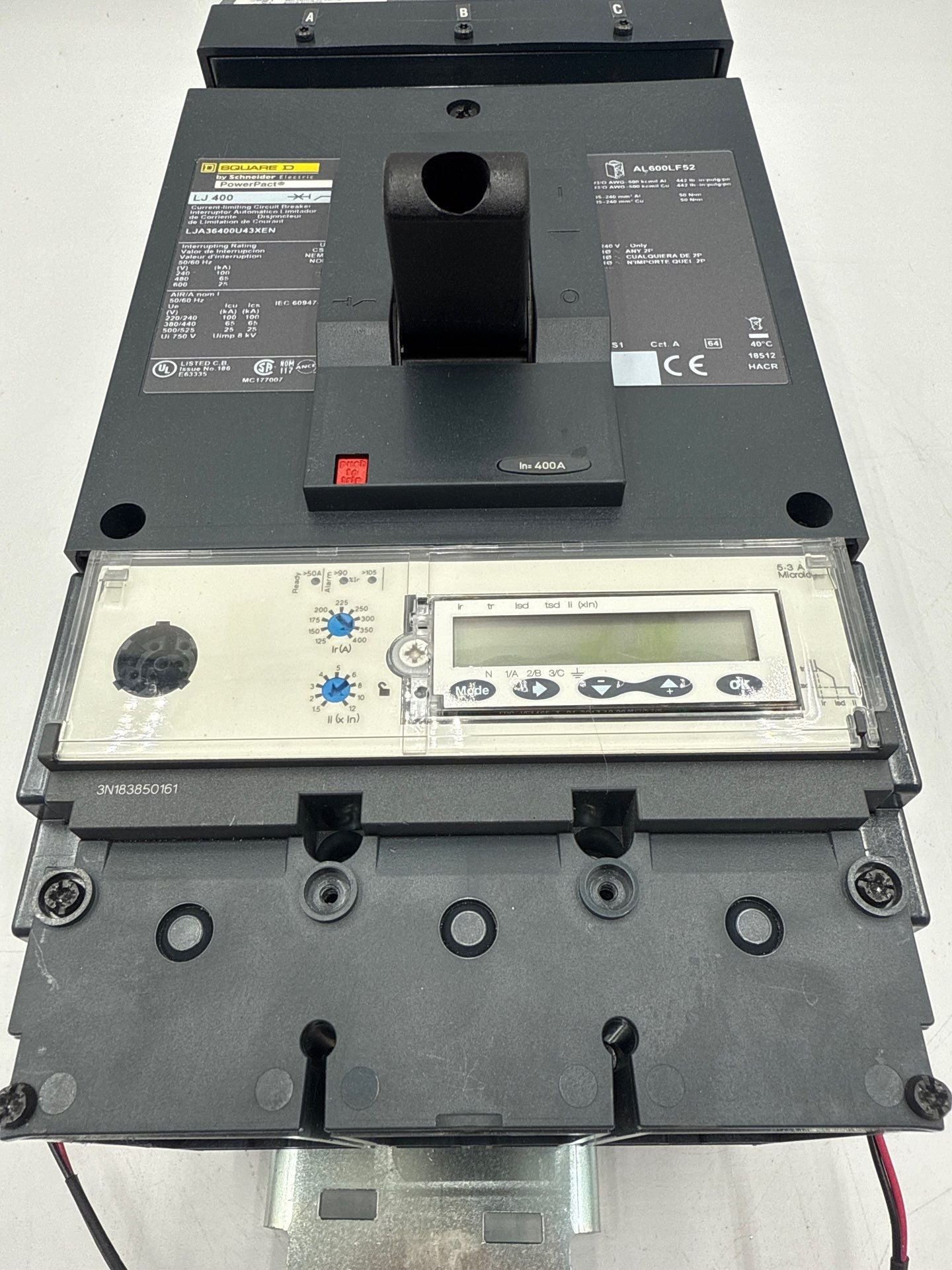 Square D LJA36400U43XEN I-Line Circuit Breaker 400A 3P 600V 3PH LJA 400 Amp Used