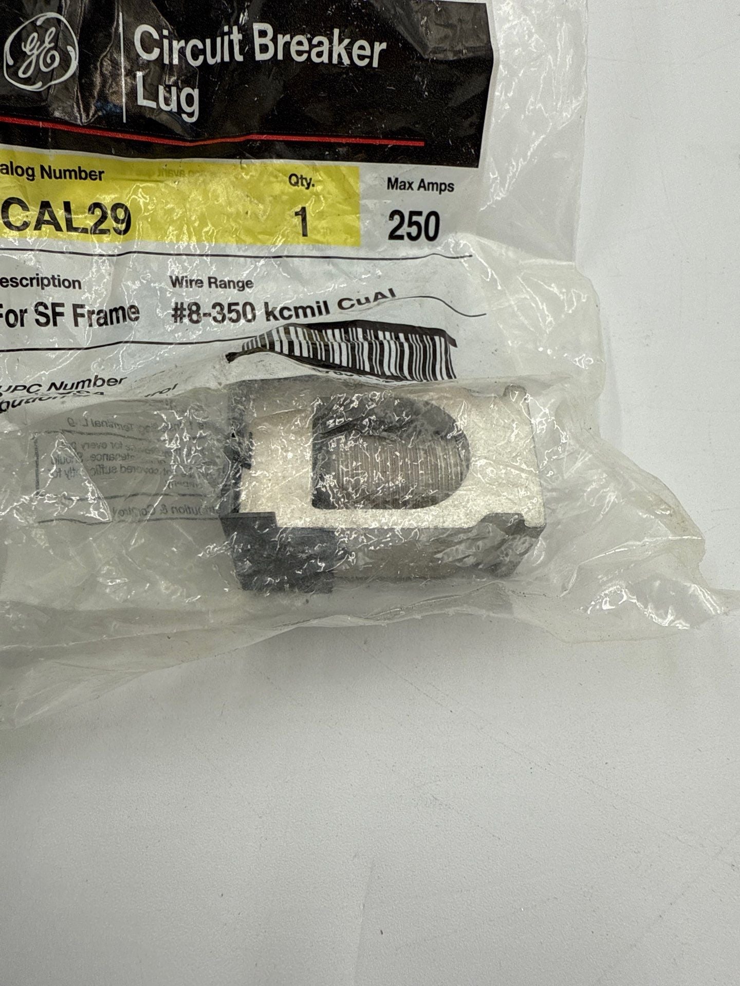 GE TCAL29 Single Lug Terminal for SF Frame Circuit Breaker 250A #8-360 kcmil New