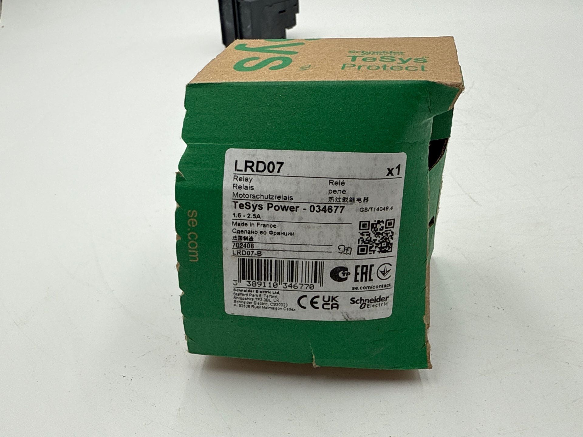 Schneider Electric LRD07 Thermal Overload Relay 1.6-2.5A 3P 600V New