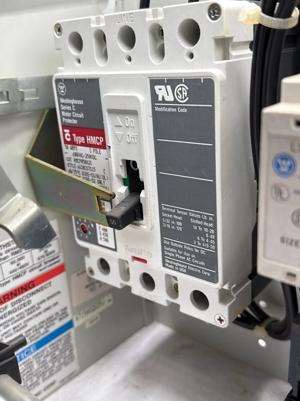 Eaton Freedom 2100 50A 12" MCC Combo Bucket HMCP050K2C Size 2 A200M2CAC 50 Amp Used