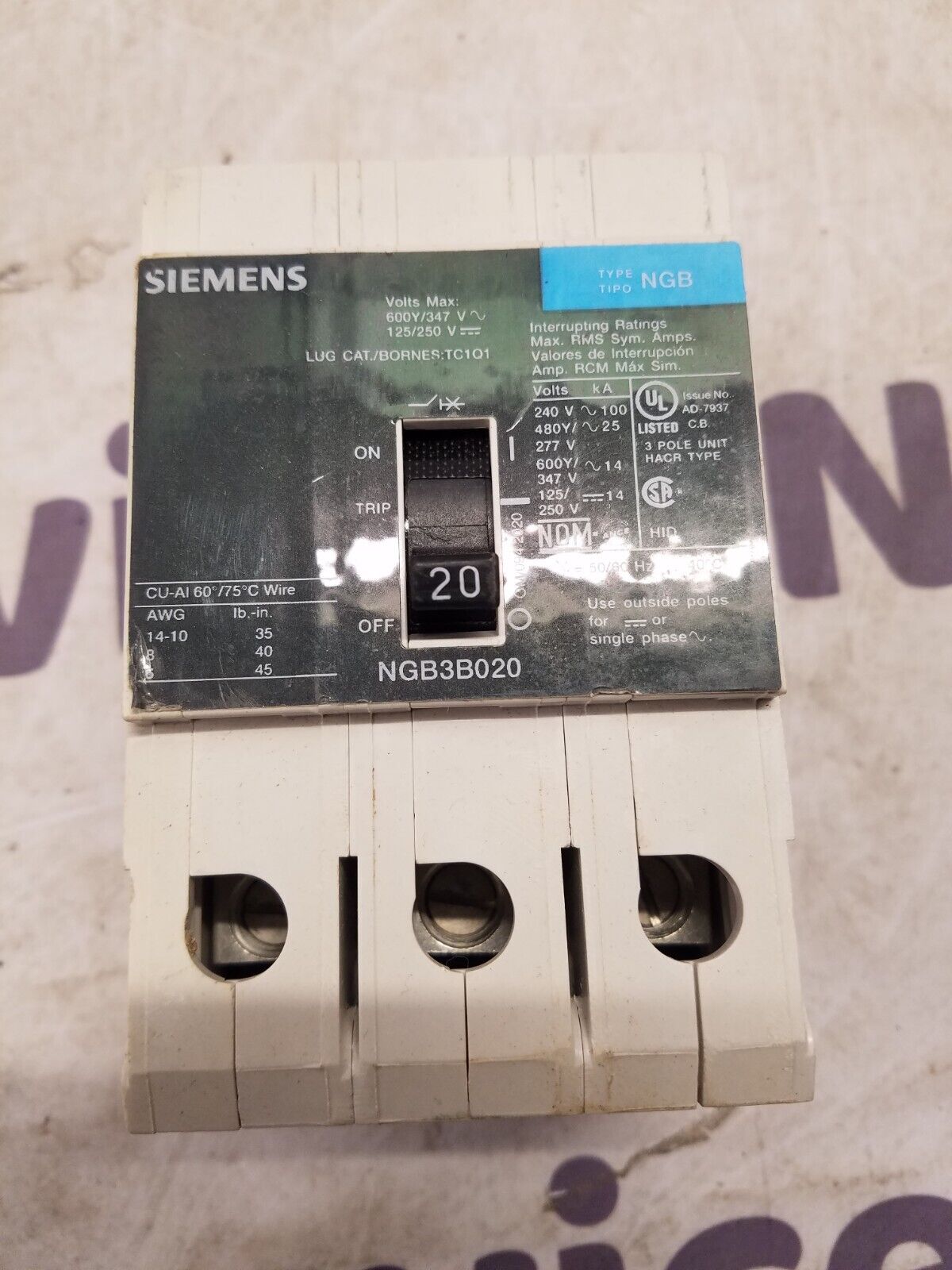 Siemens NGB3B020 Used