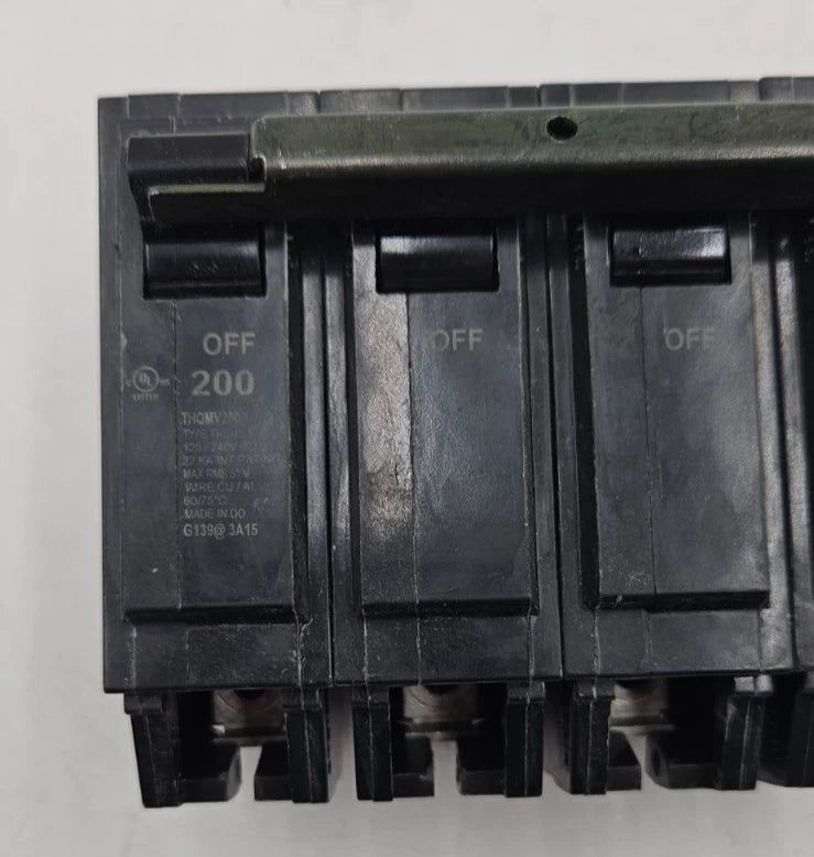GE THQMV200 Main Circuit Breaker 200A 120/240V 2P THQMV 200 Amp 2 Pole USED Used