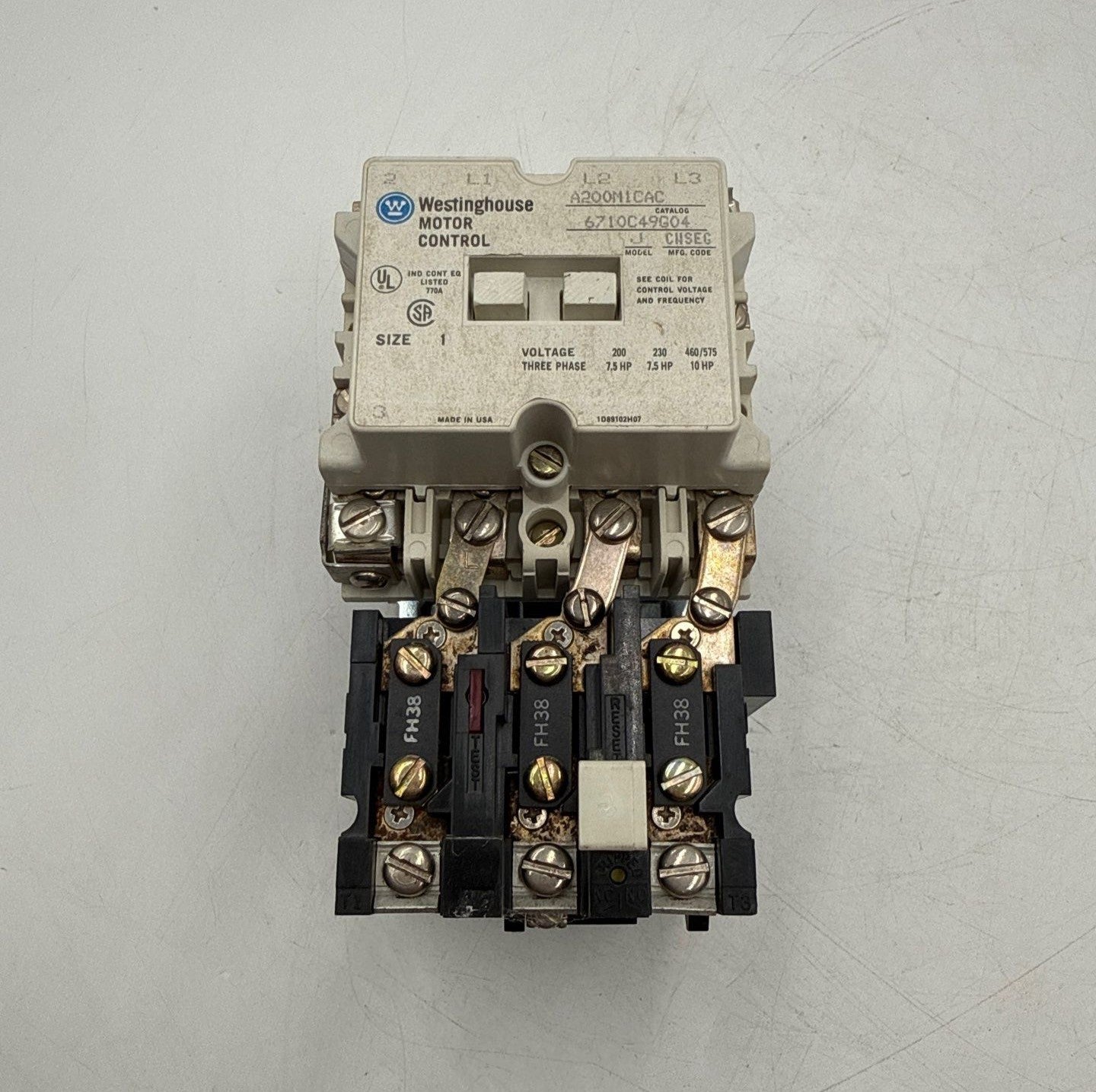 Westinghouse A200M1CAC Starter Size 1 27A 3P 600V Coil 110/120V Used