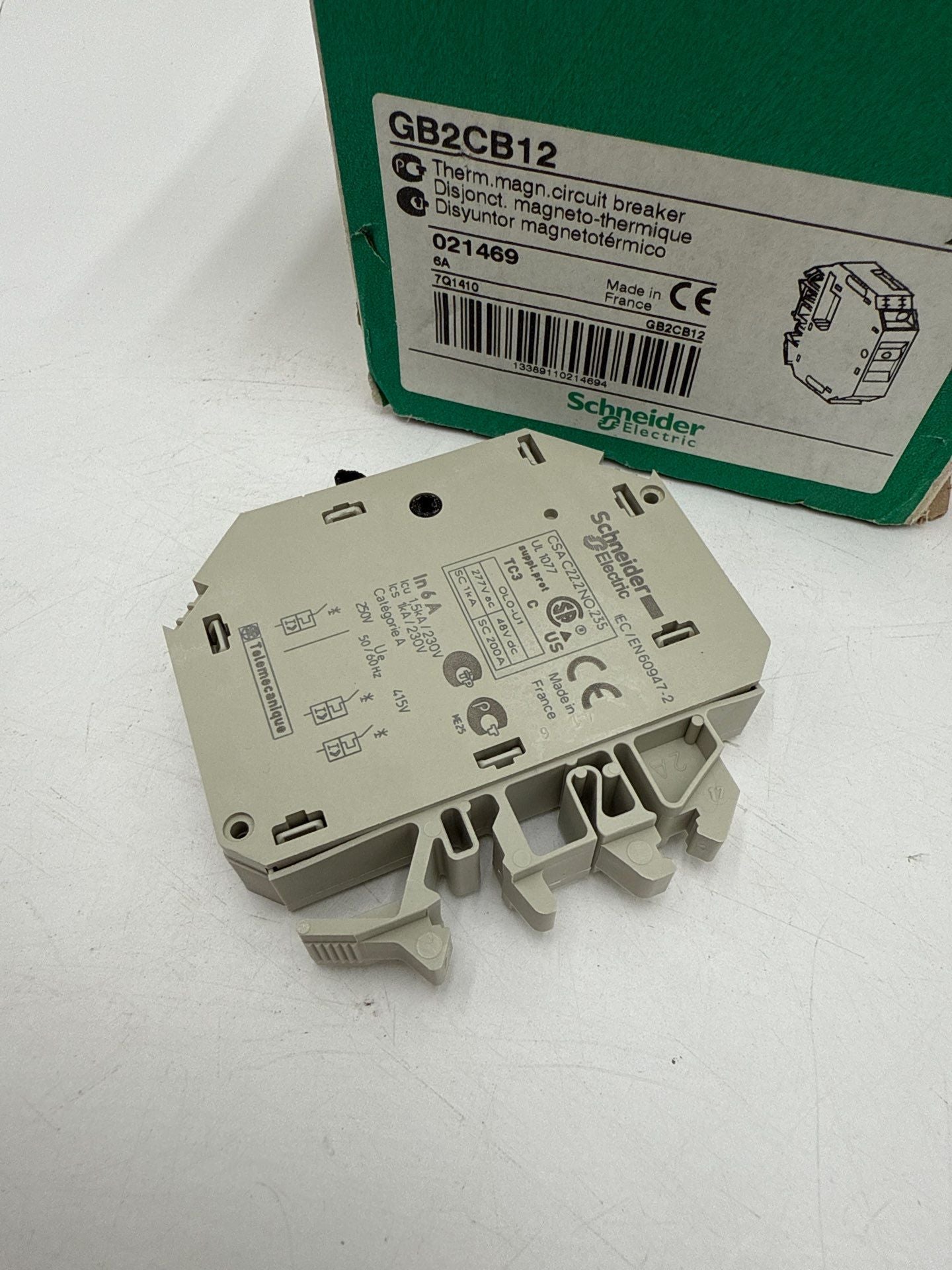 Schneider Electric GB2CB12 Circuit Breaker 6A 1P 277V DIN Rail Mount New