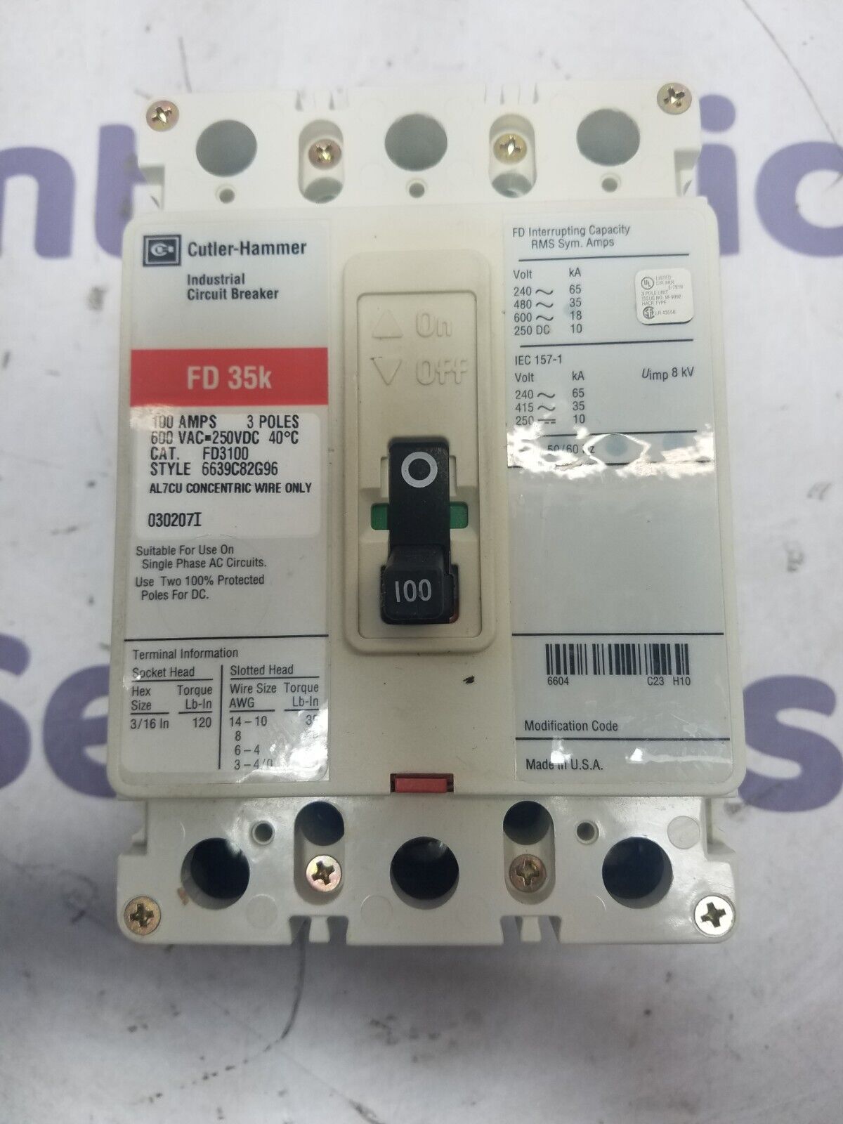 Cutler-Hammer FD3100 Used