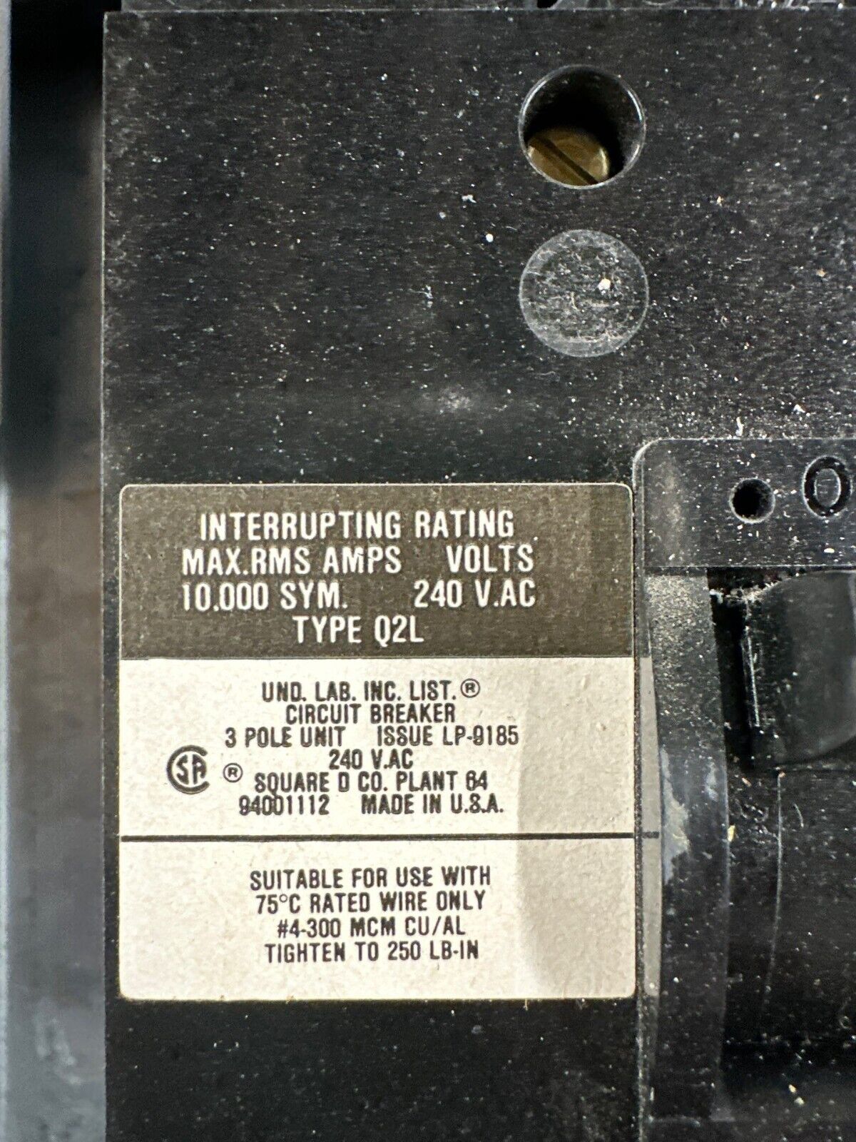 Square D NQOD Panelboard 125A 120/208V 1PH 3W 42 Cir Indoor Encl MCB Q2L32125 P466 Used