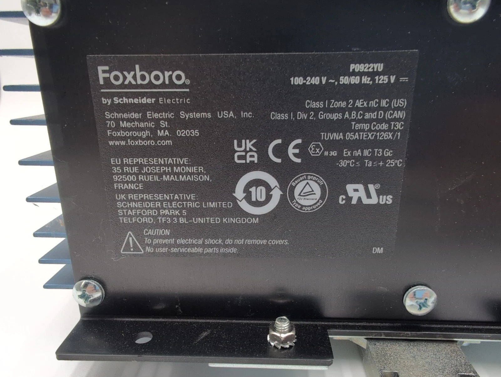 FOXBORO INVENSYS FPS400-24 I/A Series P0922YU Rev N Power Supply USED Used