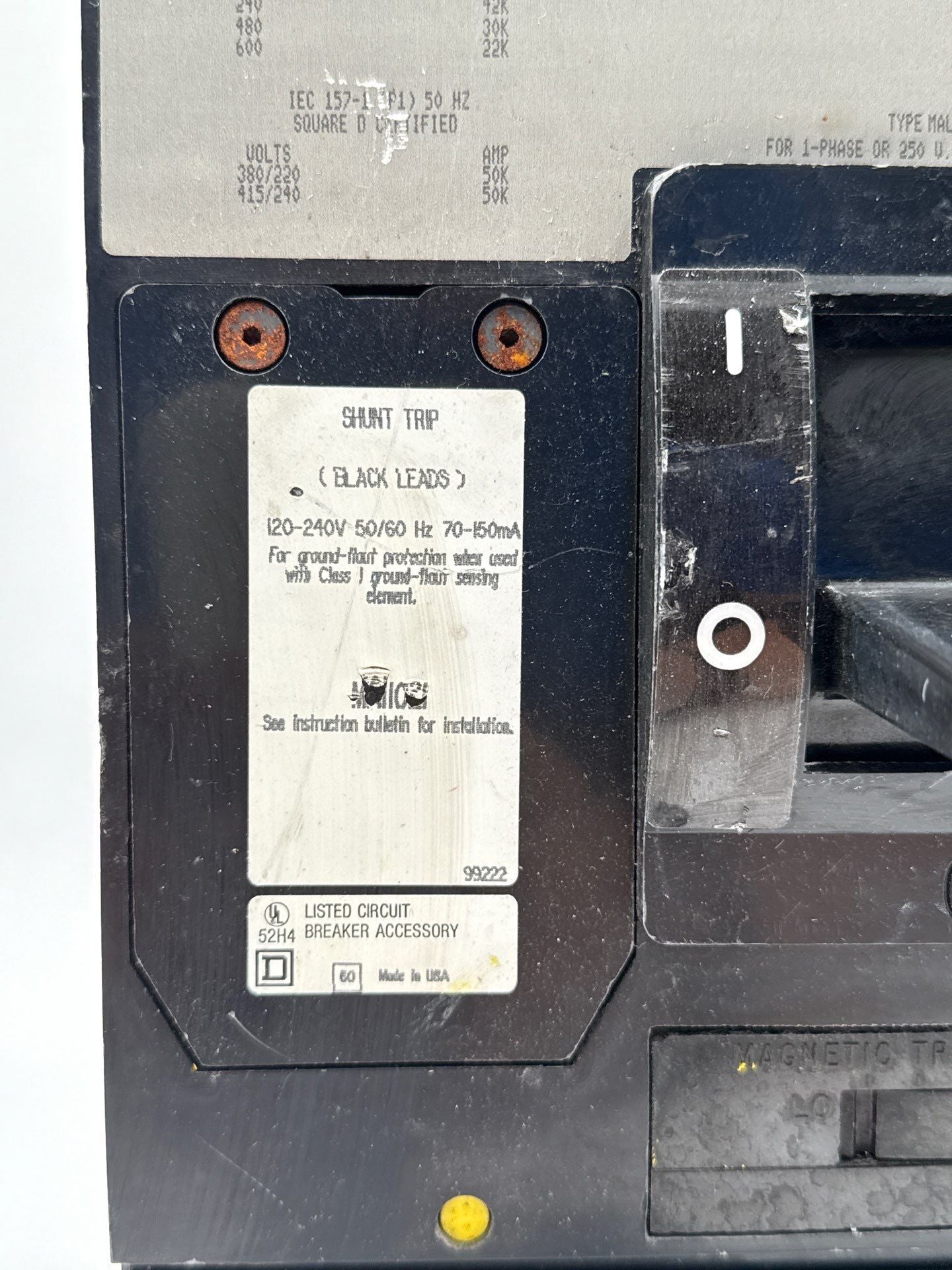 Square D MAP36800 Circuit Breaker 800A 3P 600V Shunt Trip MAP 800 Amp 3 Pole Used