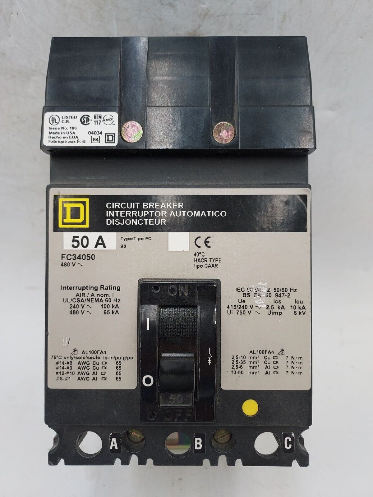 Square D FC34050 Used