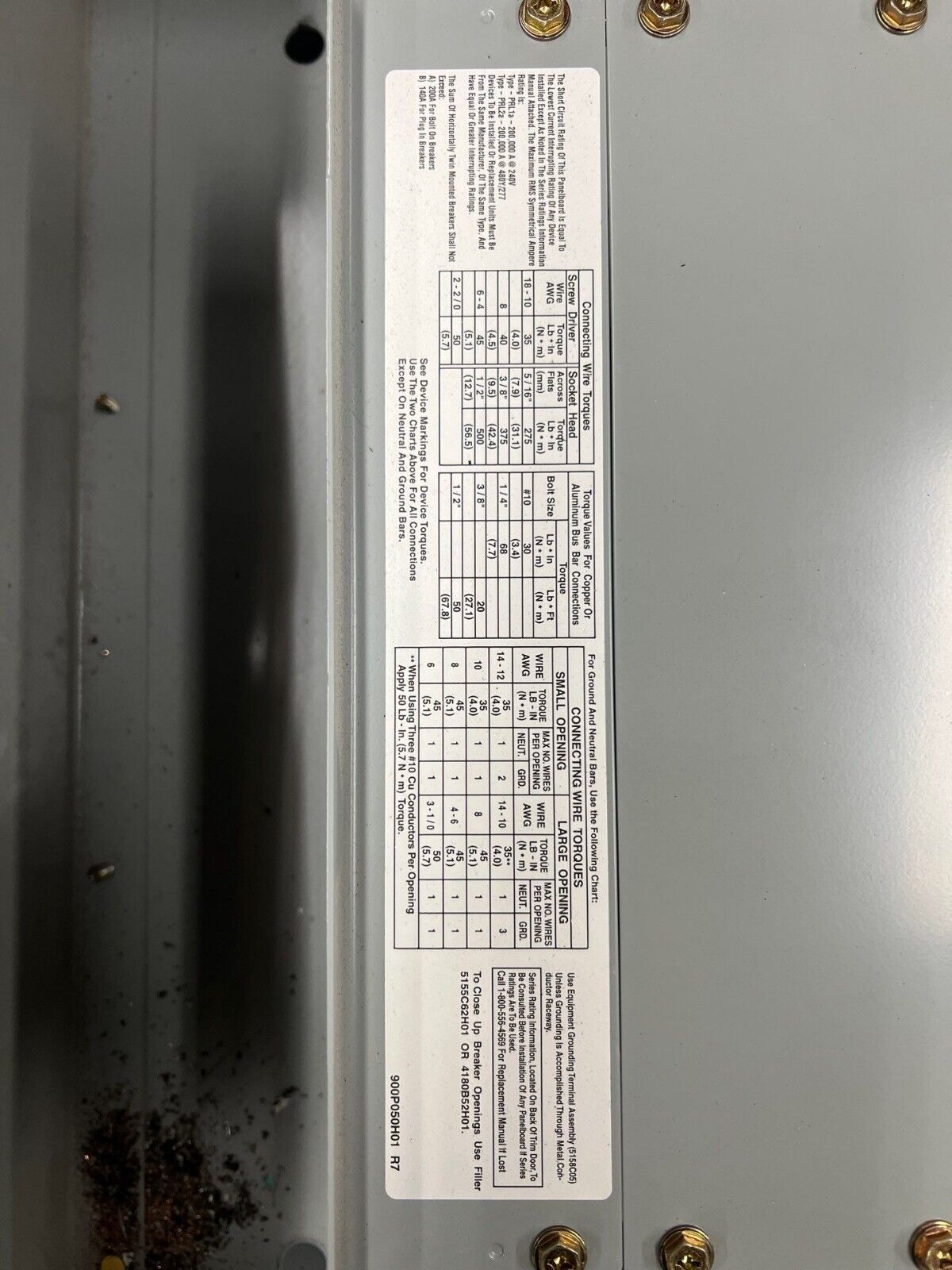 Eaton PRL1A Panelboard 225A 208Y/120V 3PH 4W 42 Cir 3R Outdoor Encl MCB ED3150 P643 Used