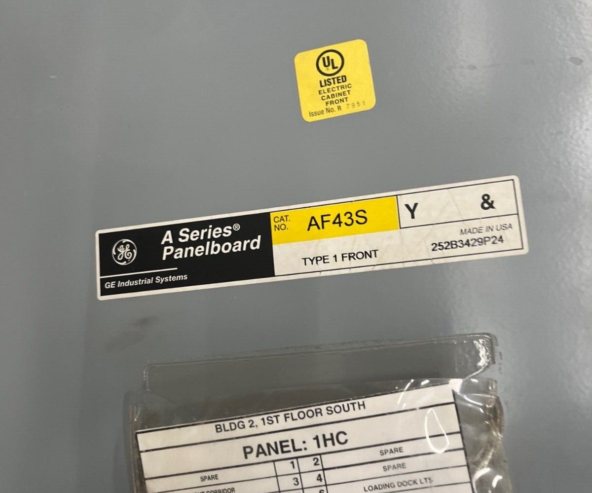 GE AEF3422MBX Panelboard 225A 480/277V 3PH MLO 4W 42 Circuit Indoor Encl AB43B P596 Used