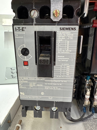 Siemens Model 95+ 12" 50A Combo MCC Bucket Size 2 14FS+32A Starter ED63A050 Used