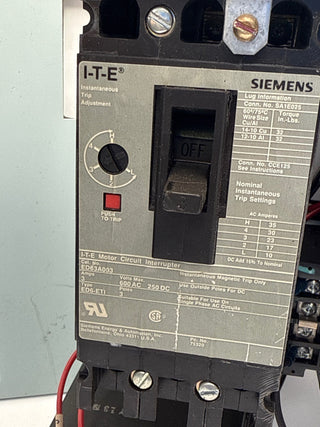 Siemens Model 95+ 18" 3A Combo MCC Bucket Size 1 14DP32A71 Starter ED63A003 Used
