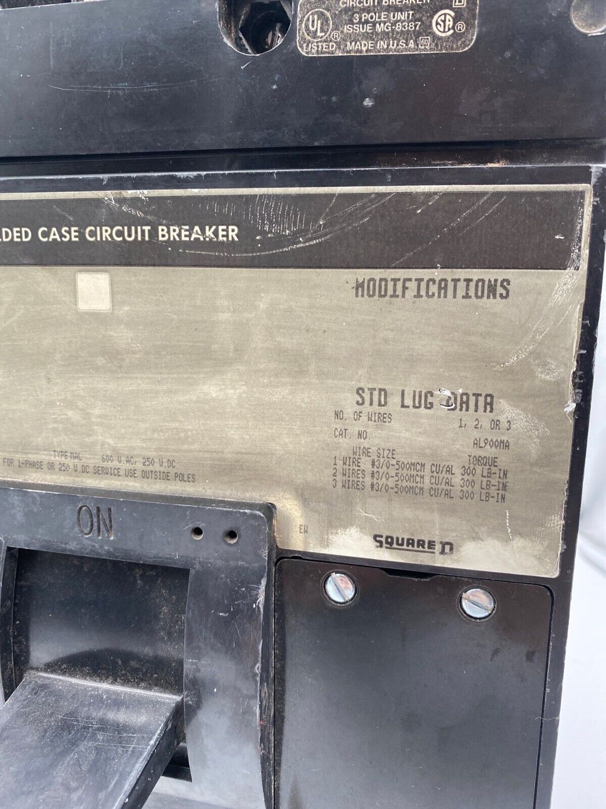 Square D MAL36600 Used