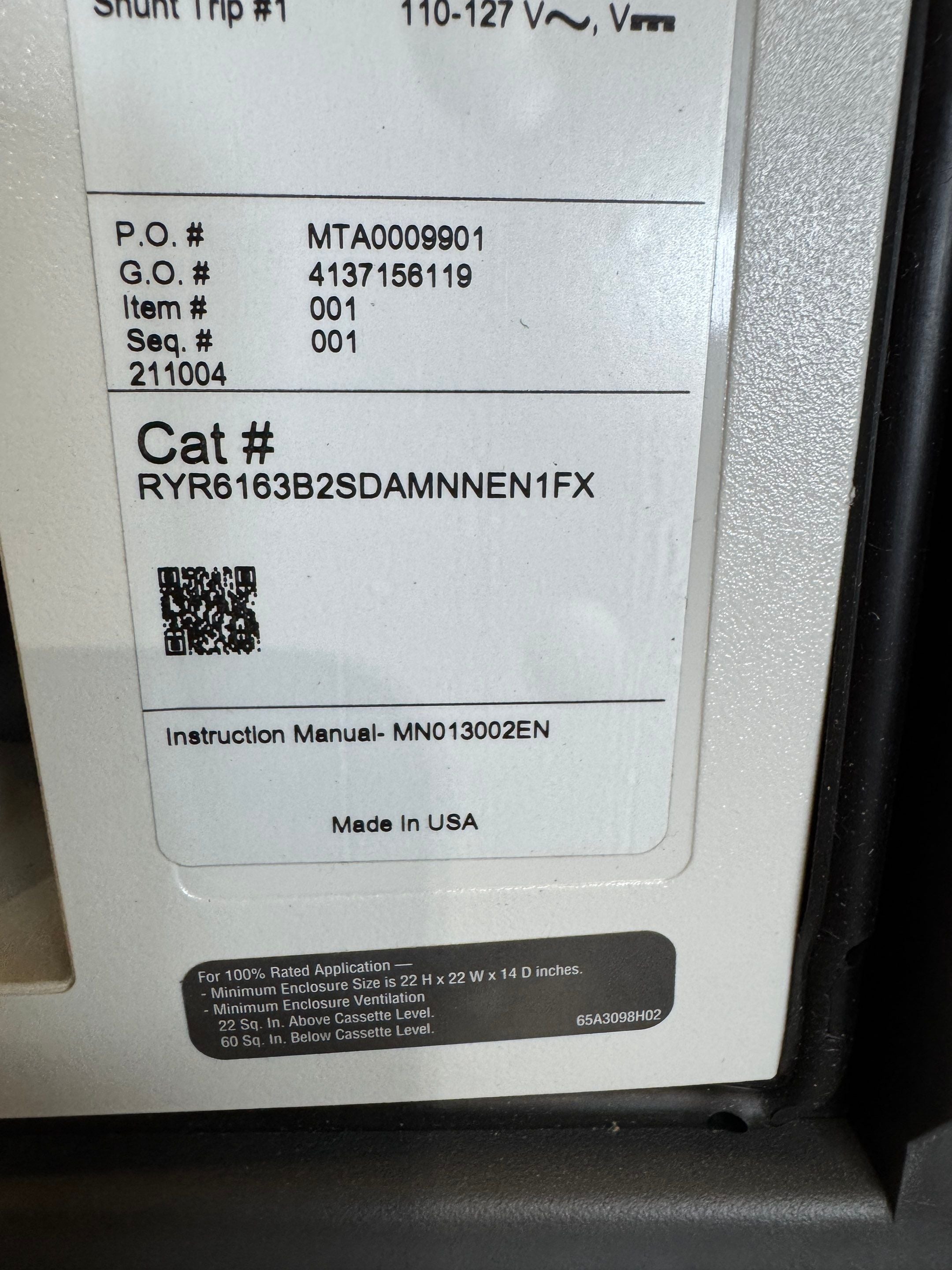 Eaton RYR6163B Circuit Breaker 1600A 3P 600V PXR25 LSIG Maintenance Mode New