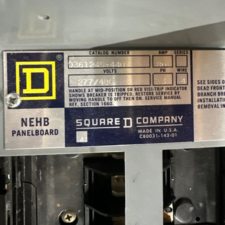 Square D NEHB Panelboard 80A 480Y/277V 3PH 4W Indoor Encl 18 Cir MCB FAL34080 P465 Used