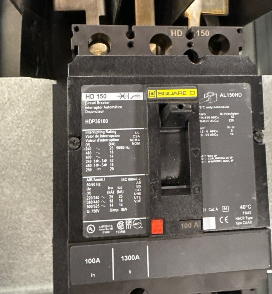 Square D NF Panelboard 100A 480V 3PH 3W Indoor Encl 42 Circuit MCB HDP36100 P431 Used