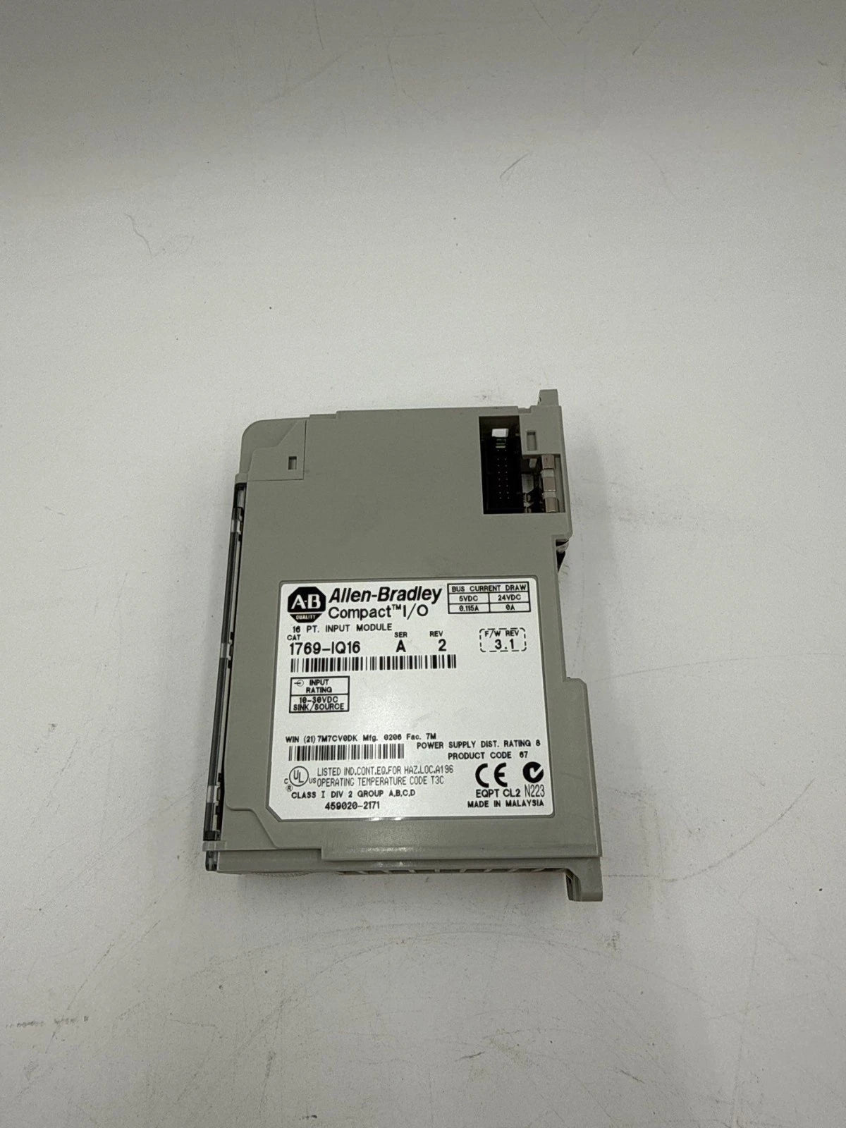 Allen-Bradley 1769-IQ16 Ser. A Rev 2 F/W Rev 3.1 Compact I/O 16 PT Input Module