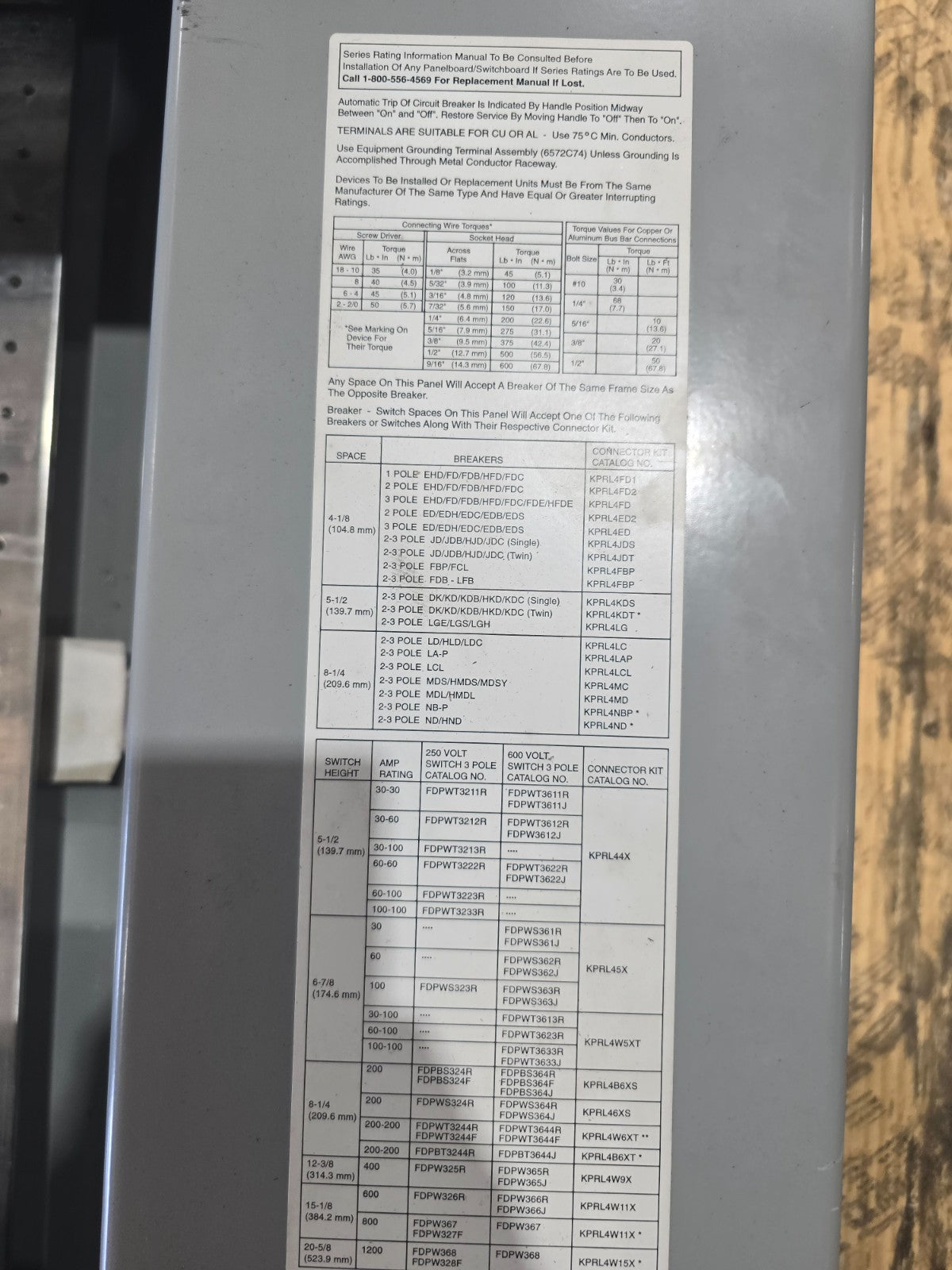 Eaton PRL4 Panelboard 1200A 480V 3PH 3W MCB Panel 1200 Amp HND312T33W Indoor Used
