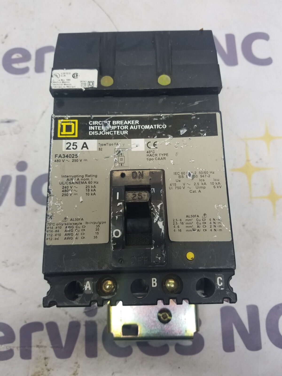 Square D FA34025 Used