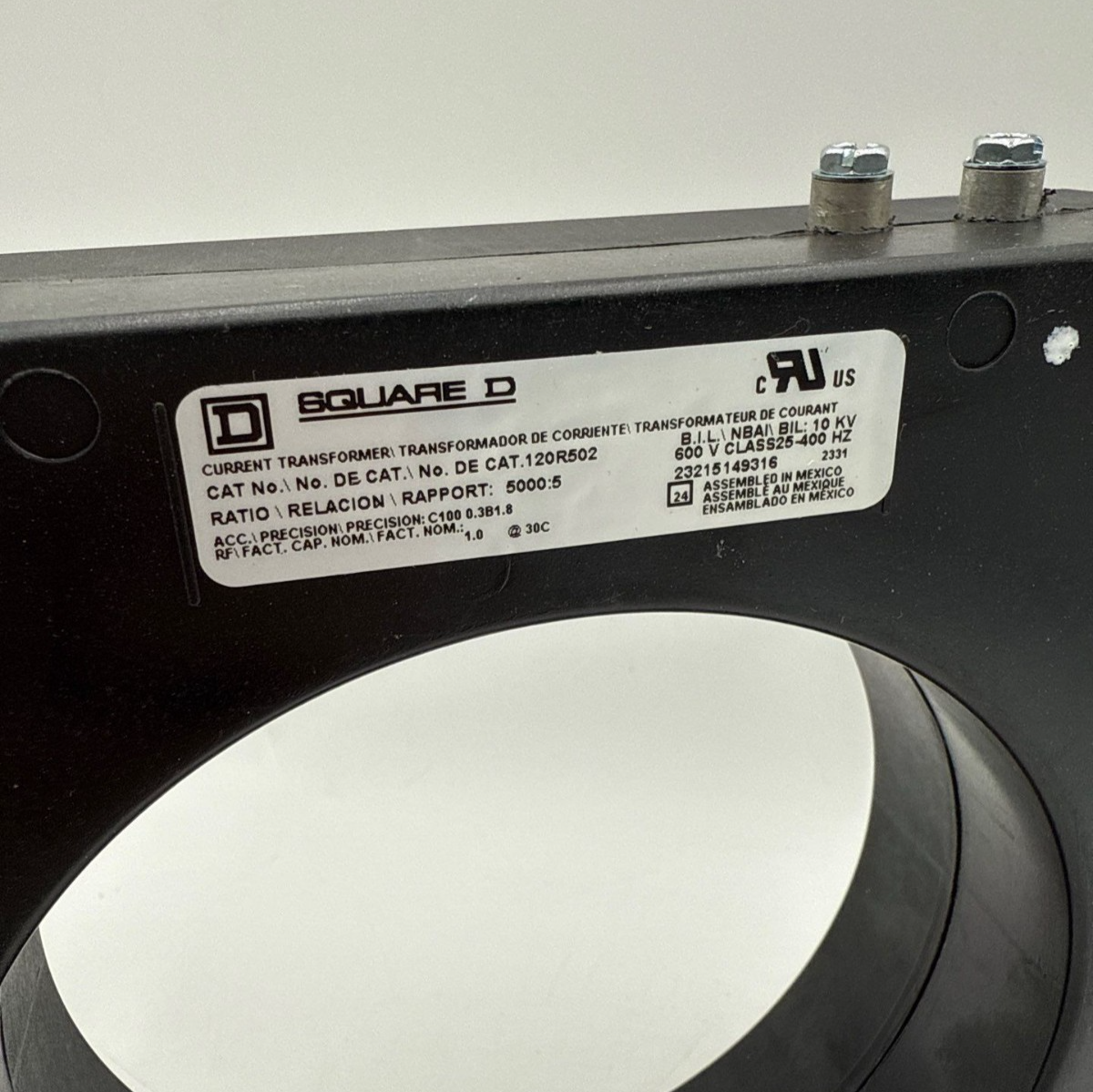 Square D 120-502 Current Transformer 5000:5 25-400Hz 600V BIL 10kV 120R502 New