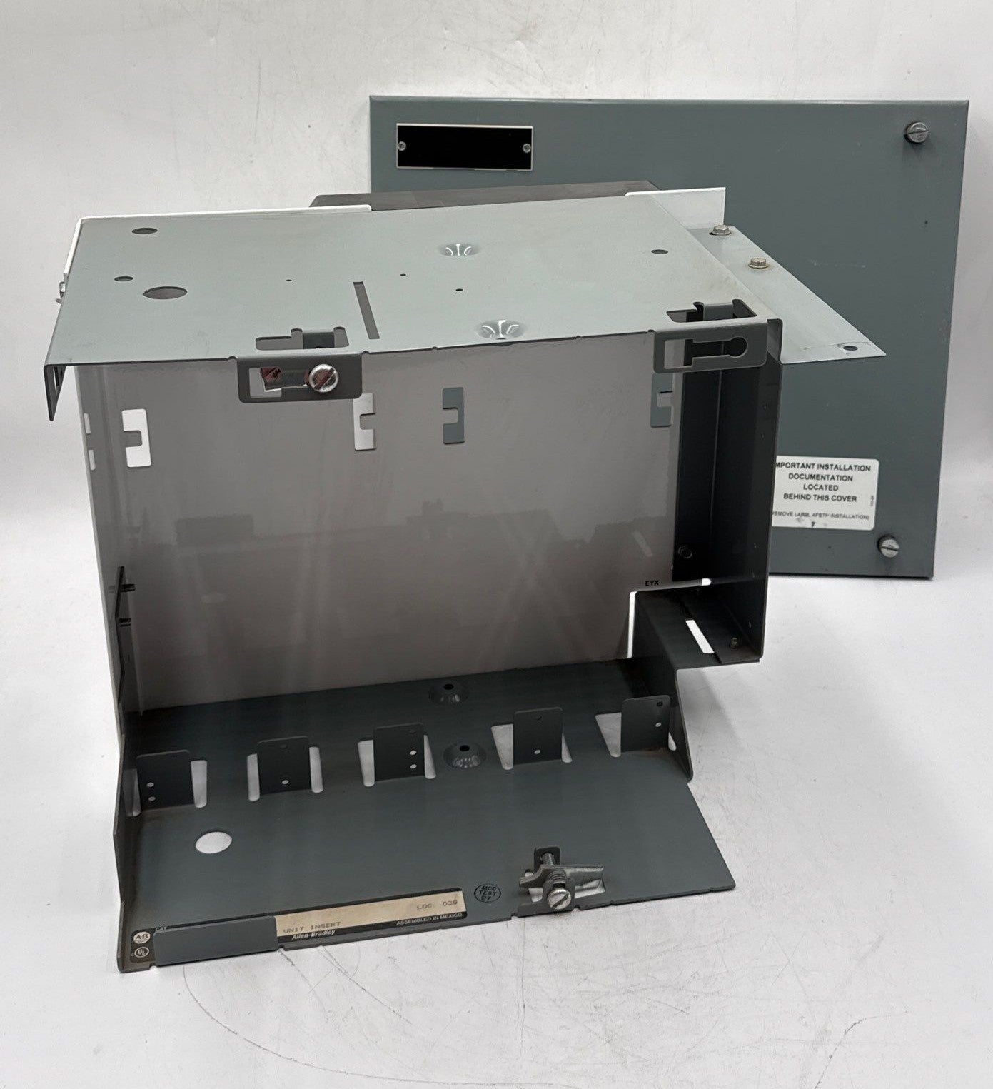 Allen Bradley 2100 12in MCC Bucket Blank Shelf Empty Unit Insert with Door Used