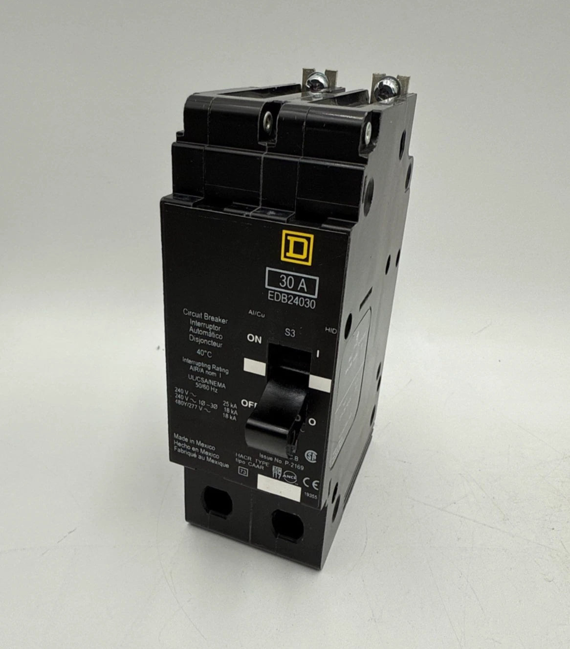 Square D EDB24030 Circuit Breaker 30A 2P 480V 1PH EDB 2 Pole 30 Amp Bolt On New