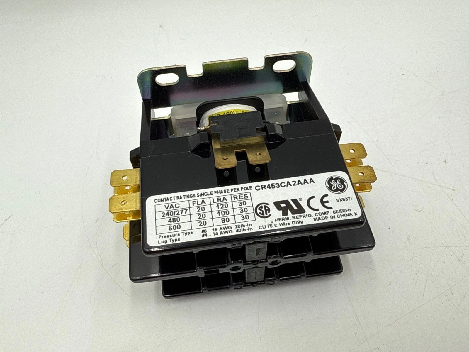 GE CR453CA2AAA Definite Purpose Contactor 20A 2P Coil 110-120V 20 Amp 2 Pole 1PH New