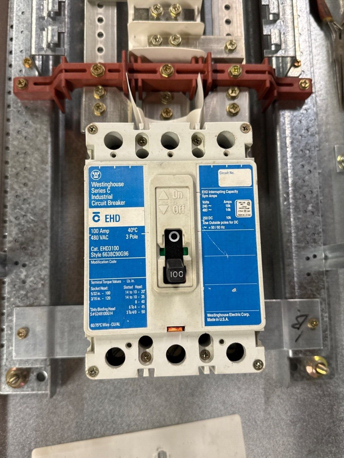 Cutler Hammer PRL1A Panelboard 100A 120/208V 3PH 4W Main EHD3100 MCB Indoor P682 Used