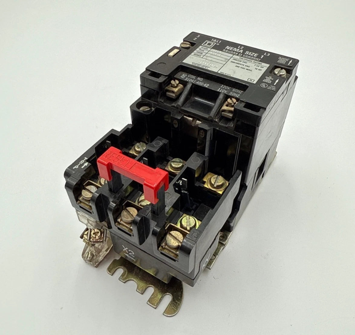 Square D 8536 SCO3 S NEMA Size 1 Starter 27A 10HP 3P 600V Coil 110/120V 8536SC03 Used