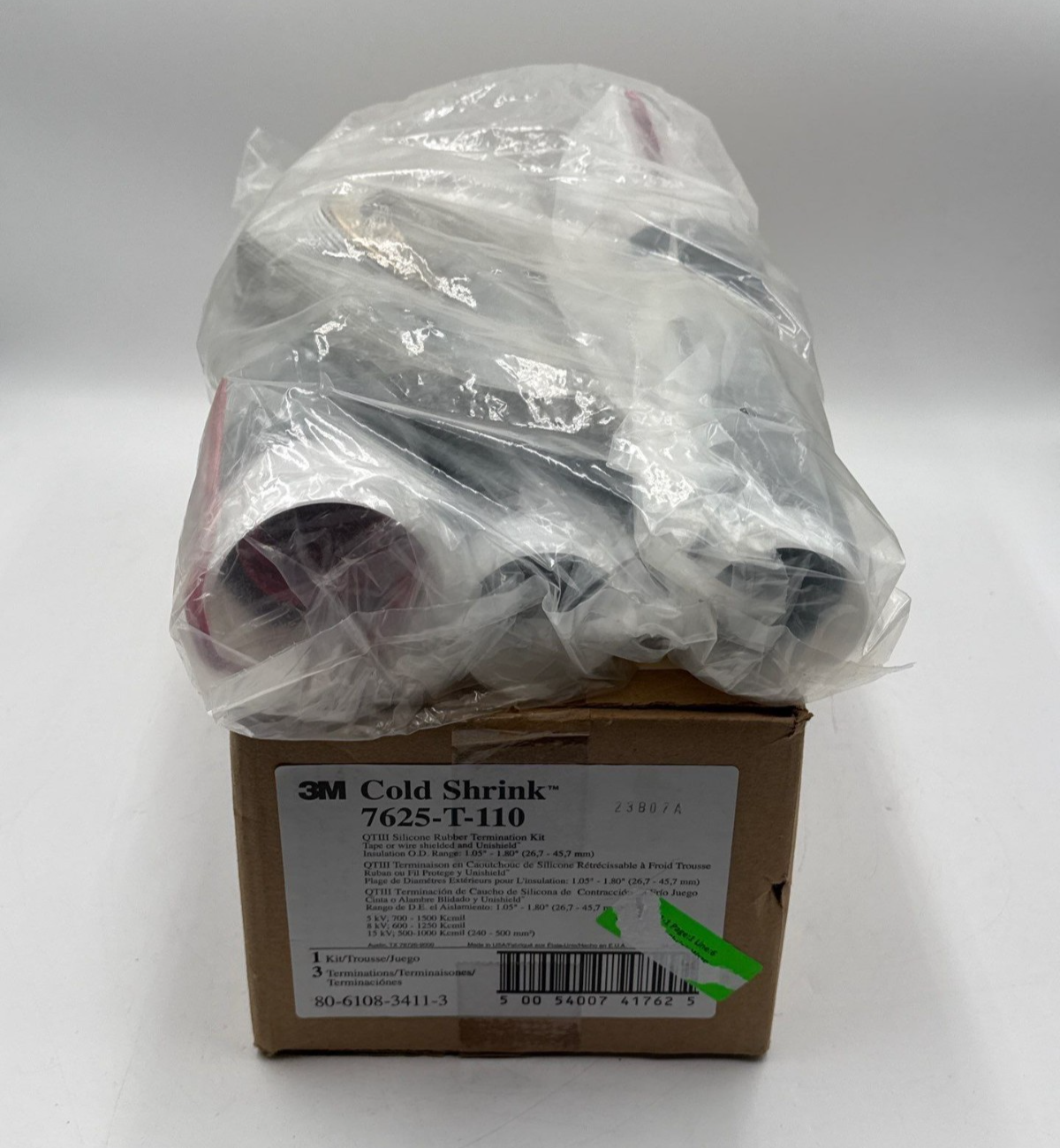 3M Cold Shrink 7625-T-110 QTIII Silicone Rubber Termination Kit 7625T110 New New