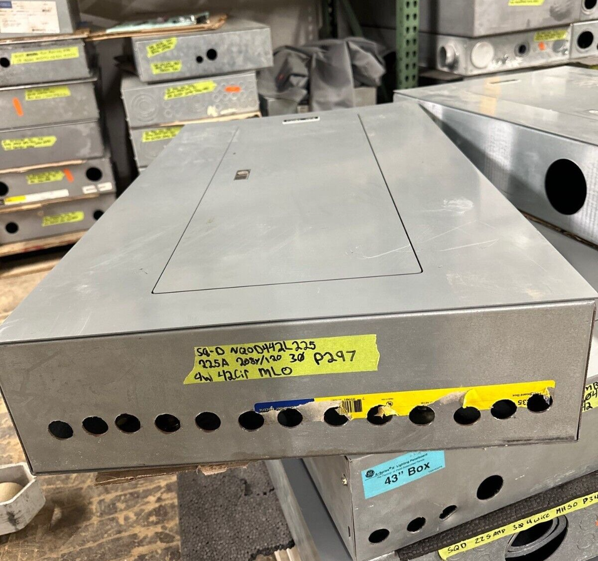 SQUARE D NQOD442L225 MLO Panelboard 225A 208Y/120V 3P 4W Main Lug 42 Circuit P297 Used