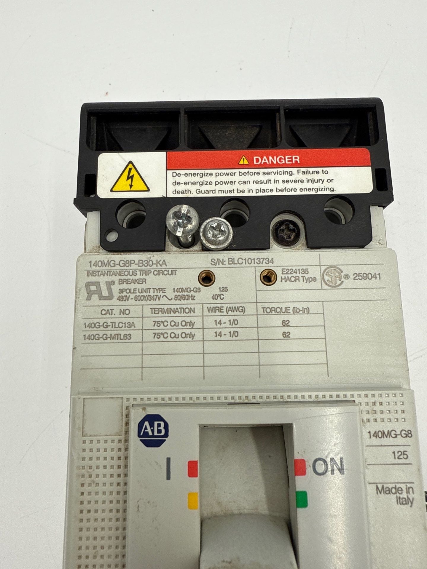 Allen Bradley 140MG-G8P-B30-KA Circuit Breaker 3A 3P 600V 3PH 140MG 3 Amp Used
