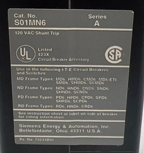 Siemens S01MN6 Used