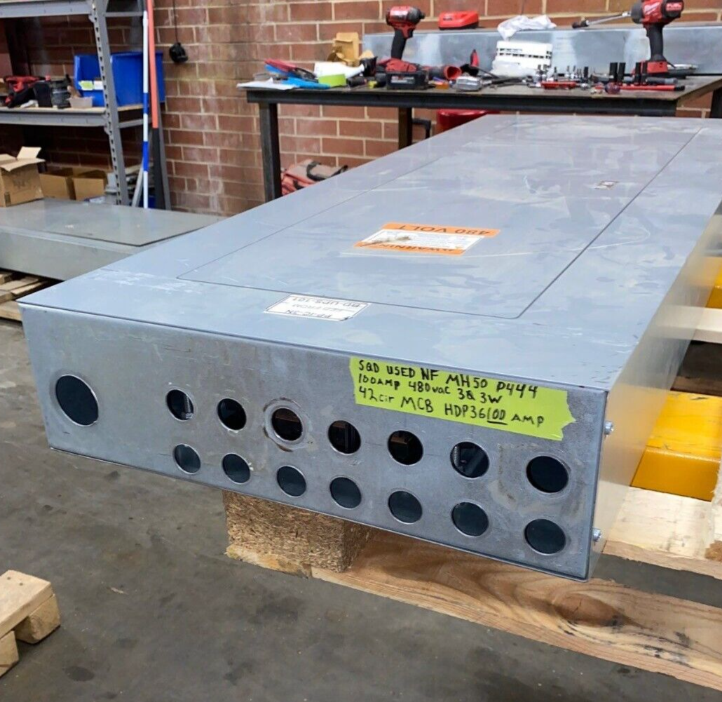 Square D NF Panelboard 100A 480V 3PH 3W 42 CIR Main Breaker HDP36100 MCB NEMA 1 P444 Used