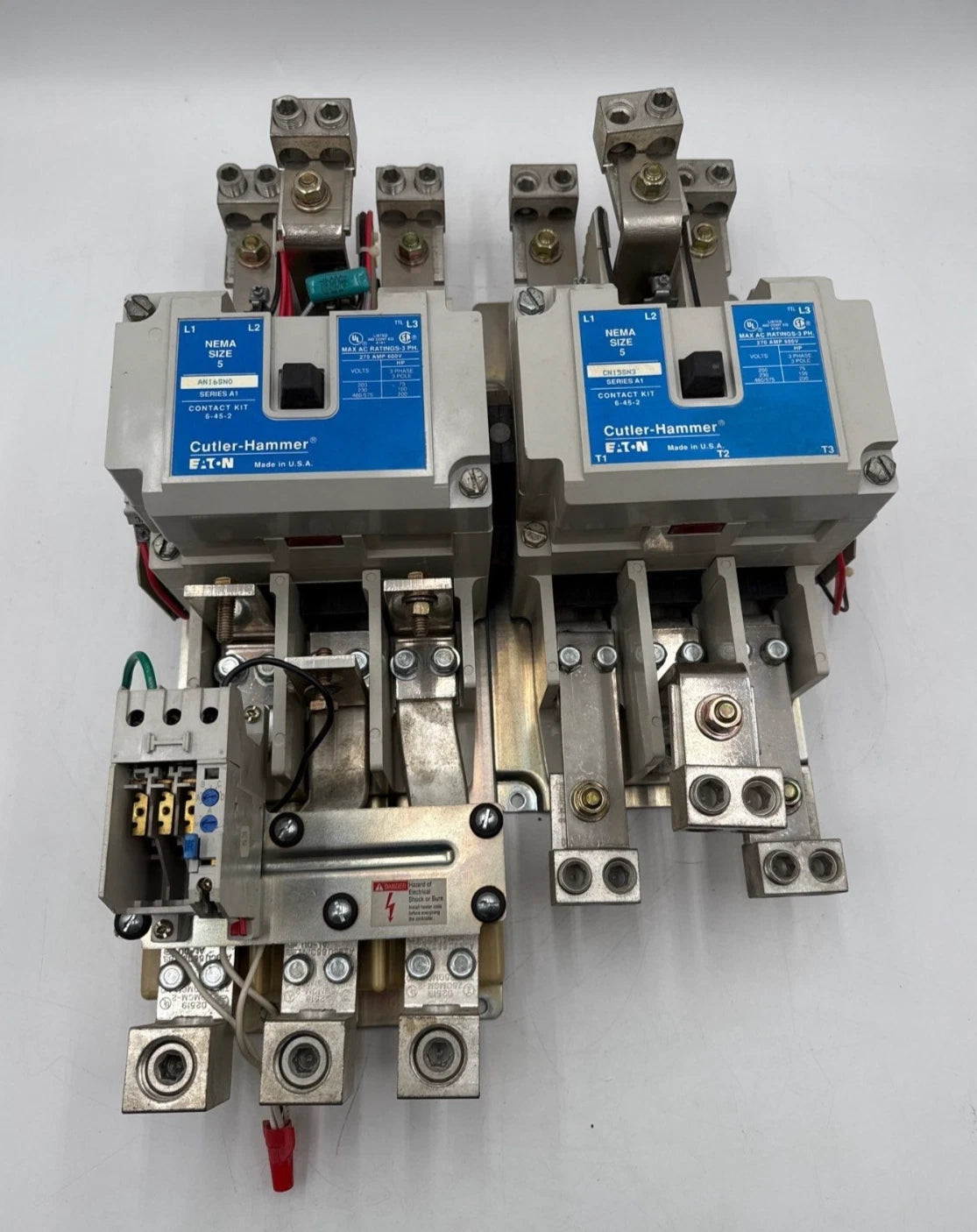 Eaton AN16SN0 NEMA Size 5 Reversing Starter CN15SN3 270A 3P 200HP Coil 110/120V Used