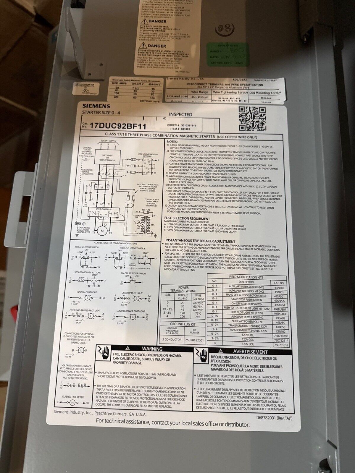 Siemens 17DUC92BF11 Used