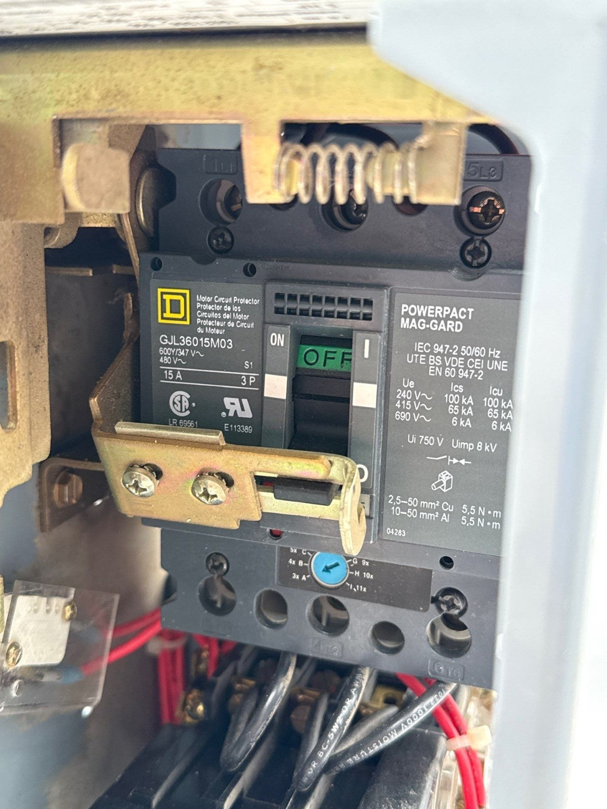 Square D Model 6 6" 15A Breaker Combo MCC Bucket Size 1 Starter GJL36015M03 Used