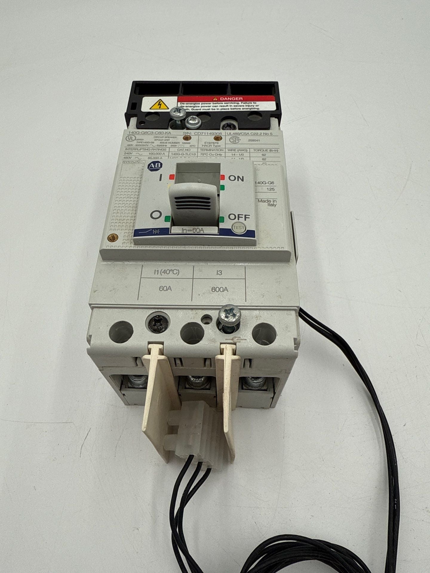 Allen Bradley 140G-G6C3-C60-KA Circuit Breaker 60A 3P 600V 140G 60 Amp 3 Pole Used