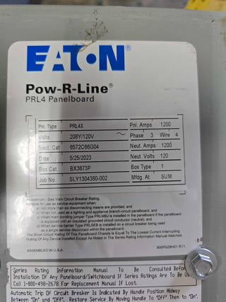 Eaton PRL4X Panelboard 1200A 208/120V 3PH 4W MCB Main PDG53M1200E4RN P703 New