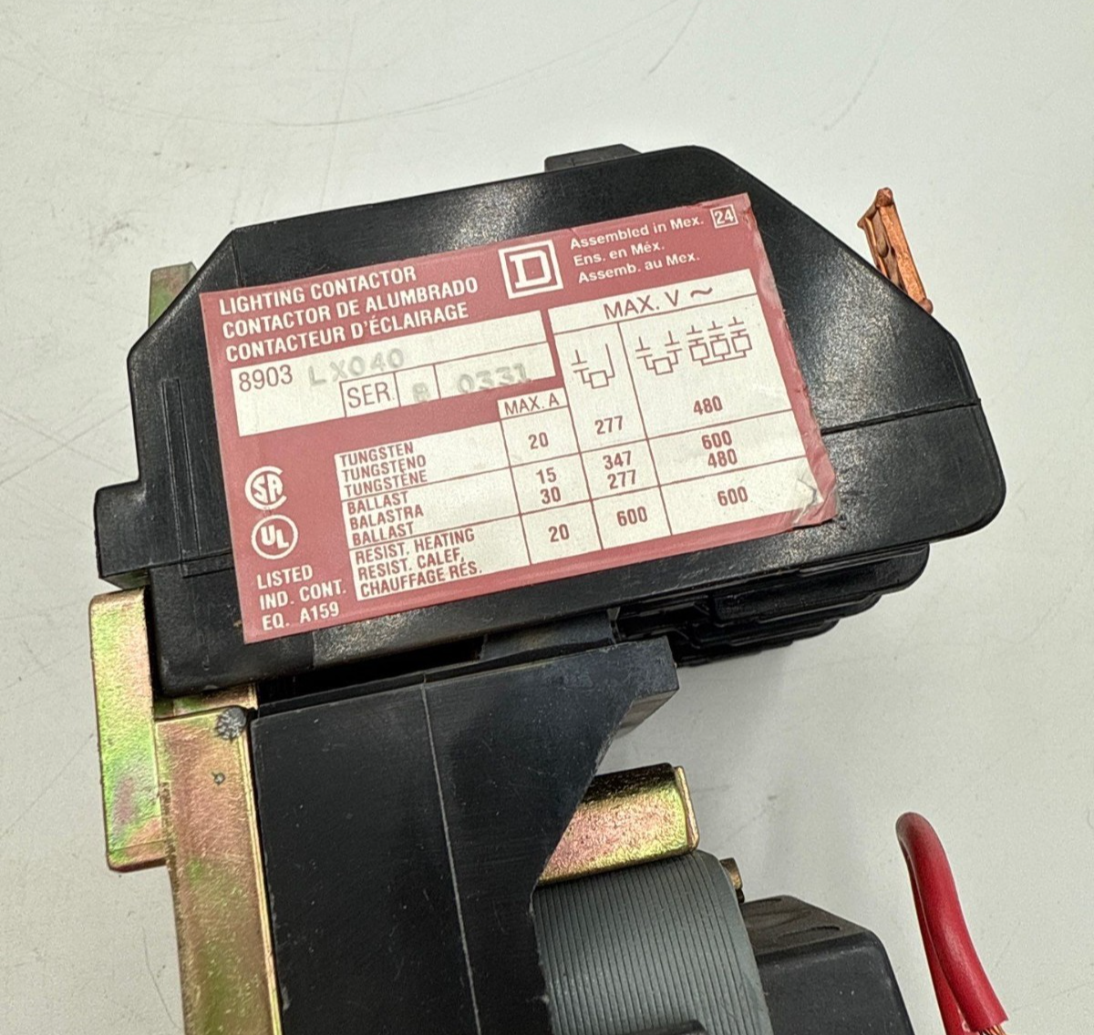 Square D 8903 LX040 Lighting Contactor 4Pole 600V 3PH Coil 110/120V 8903LX040 Used