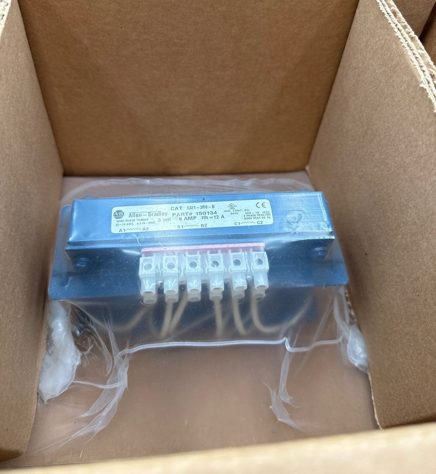 Allen Bradley 1321-3R8-B Line Reactor 3PH 3mH 8A 600V IP20 Open Type New