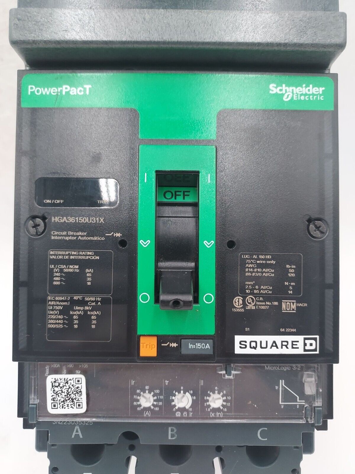 Square D HGA36150U31X Used