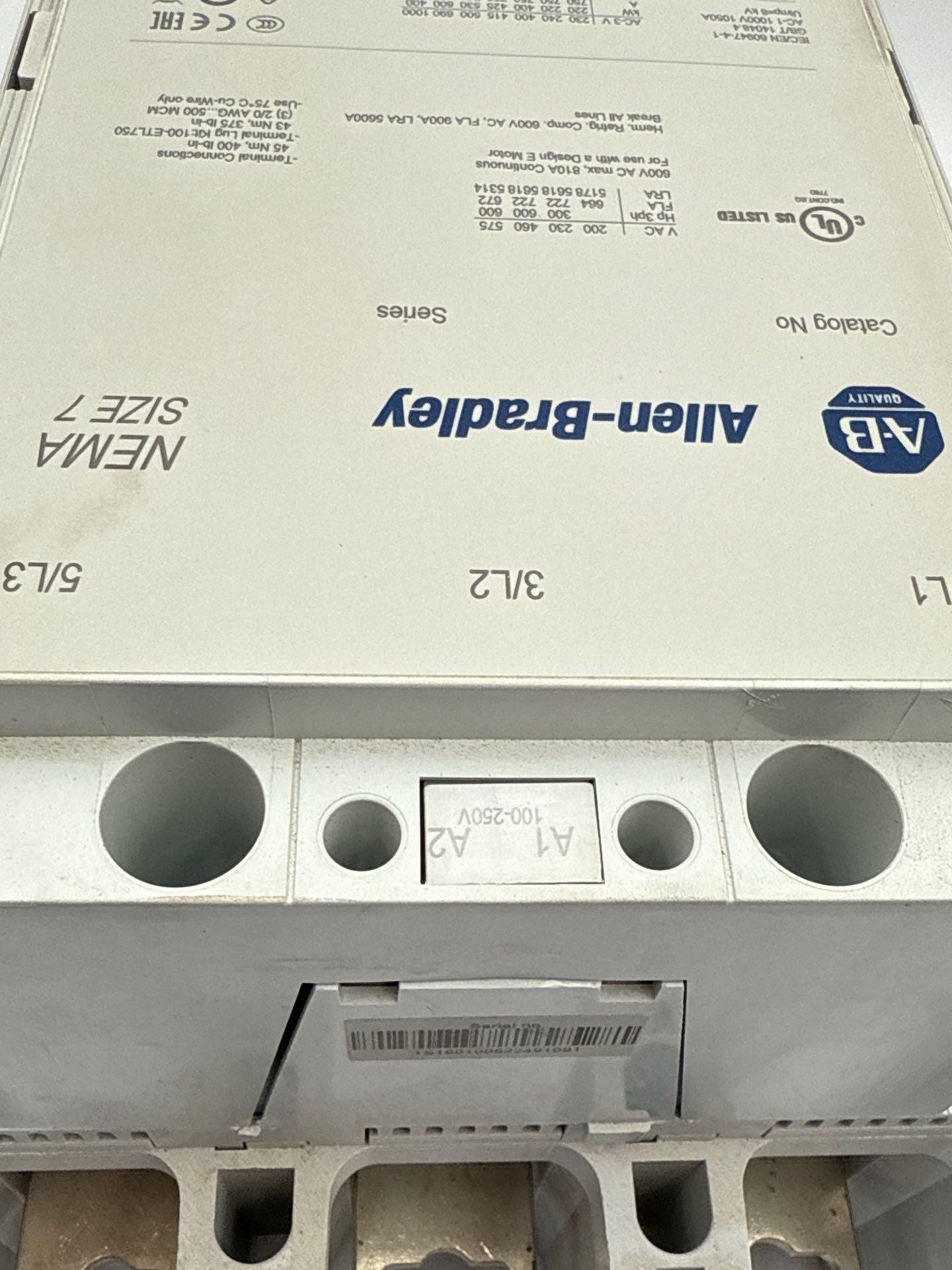 Allen Bradley NEMA Size 7 Contactor 810A 3P 600V Coil 100-250V FOR PARTS ONLY Used